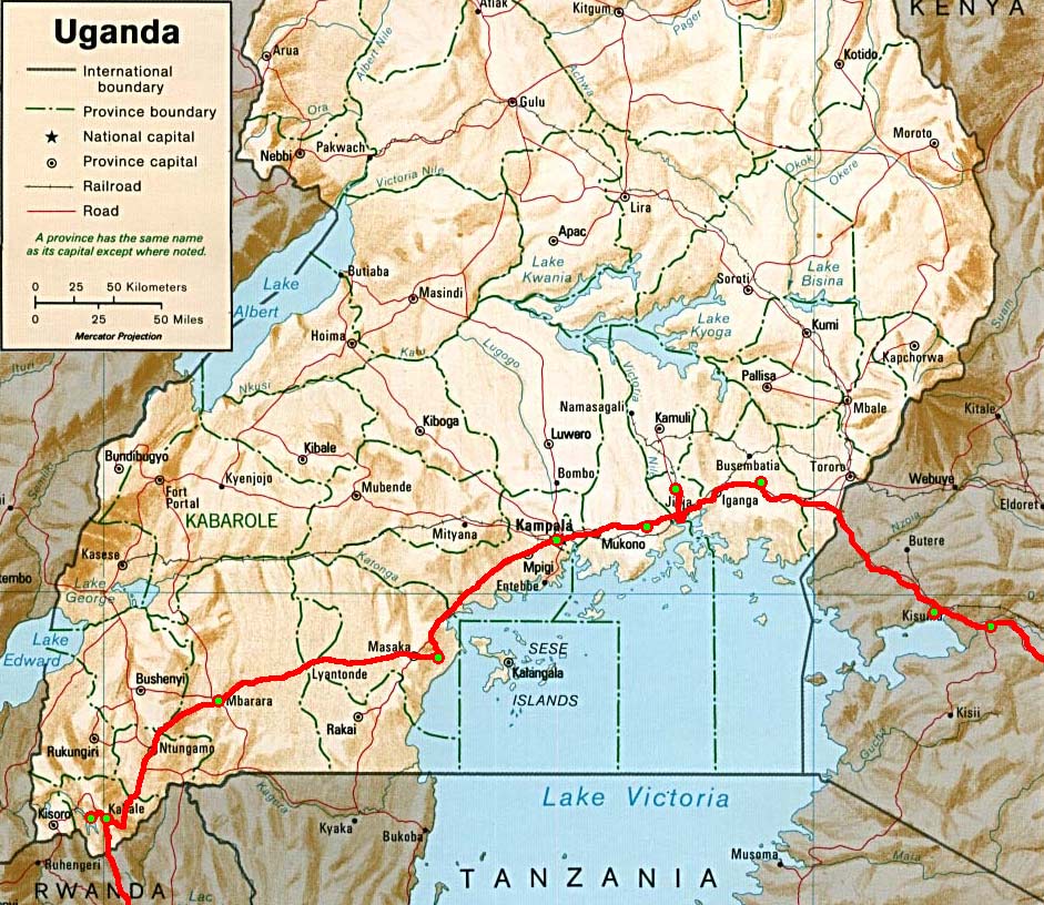 kaart van uganda